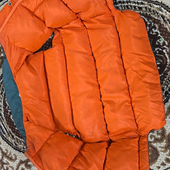 Vintage Hunter Orange Down Vest Puffer Vest Puffy Hunting Green Western Cowboy - Picture 9 of 16